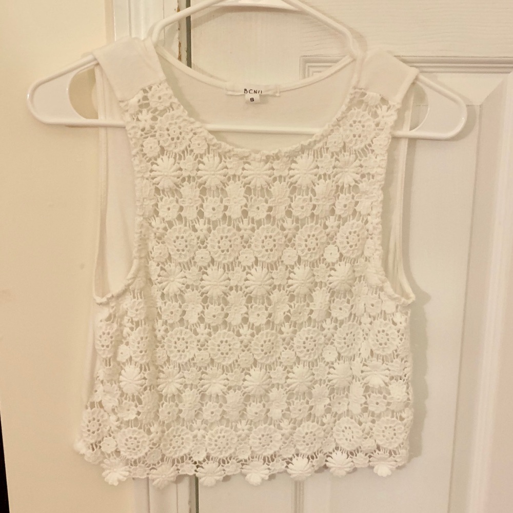 White lace crop top